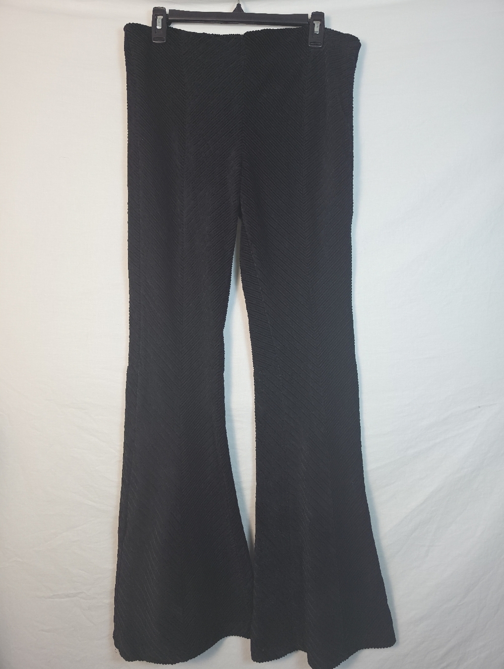 NWT Free People Chevron Ribbed Flare Pants Black - Large